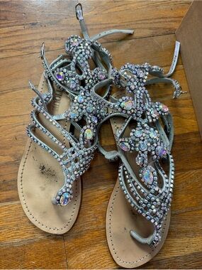 Mystique Rainbow Rhinestone Gladiator Sandals Size 8